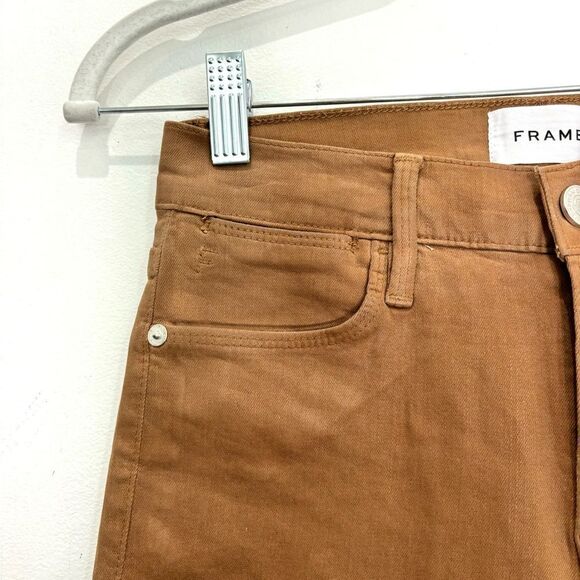 NEW FRAME Le High Straight Coated Jeans in Camel - Picture 6 of 8